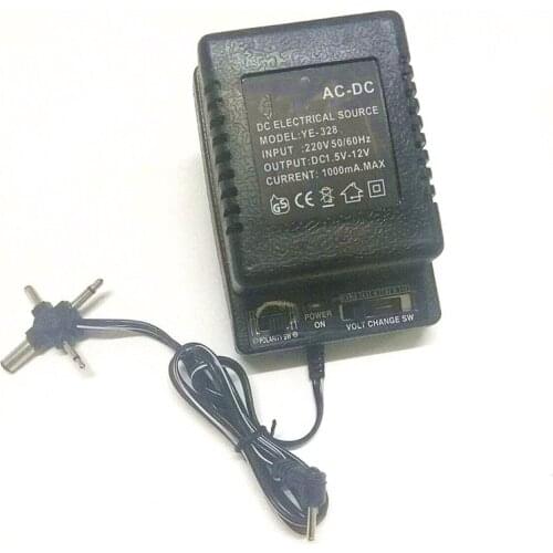 AC 220V IN Output 1.5V 3V 4.5V 6V 7.5 9V 12V 1A Adjustable power adapter DC transformer