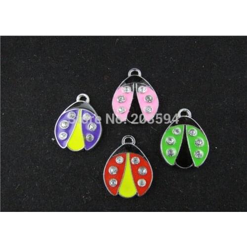 AE220 20pcs Mixed Enamel Ladybug Charms Pendants Bracelet Charms 24x19MM