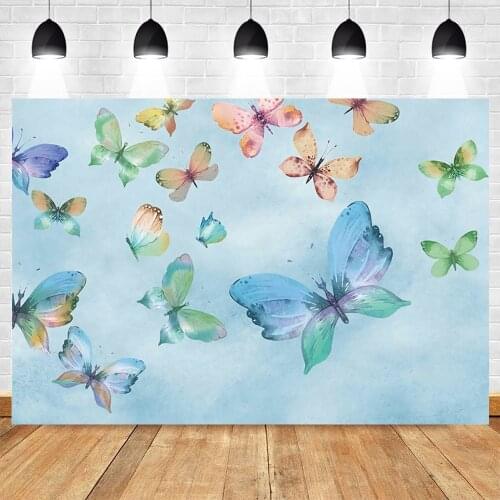 Butterfly Painting Newborn Baby Shower Birthday Backdrop Vinyl Photography Background For Photo Studio Photophone Photozone Prop