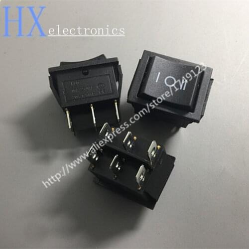 Free shipping 2PCS KCD4-202 16A 25*31 6 Pin 3 files Rocker switch Ship shape 6P3T