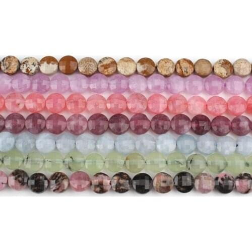 6x6mm Natural Faceted Turquoises Jaspers Crystal Coin Beads Spacer Loose Beads for Accessories Jewellery Making Diy Bracelet 15"