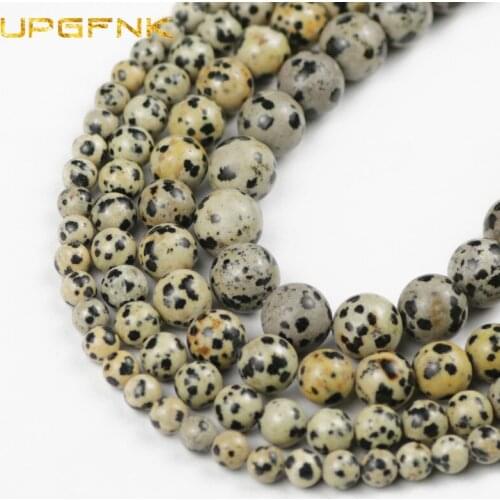 UPGFNK Natural Mottled Stone Beads 4/6/8/10/12mm Round Loose Spacer Beads For Jewelry Making DIY Bracelets Necklace Accessories
