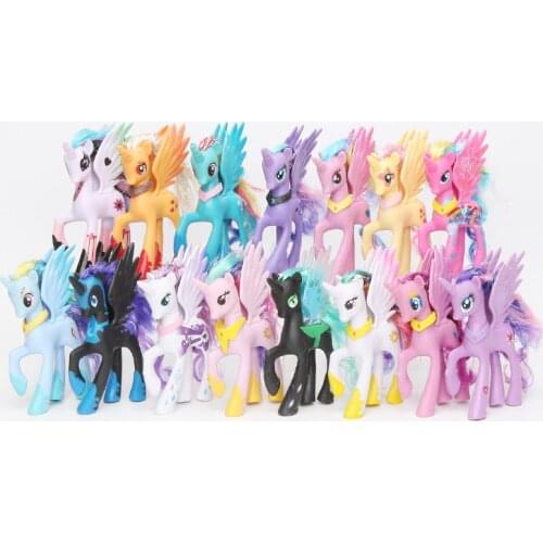 13cm White Pink Blue Yellow Orange Purple Green Brown Black PVC Action Figures Horse Unicorn Model Doll for Funs Toy