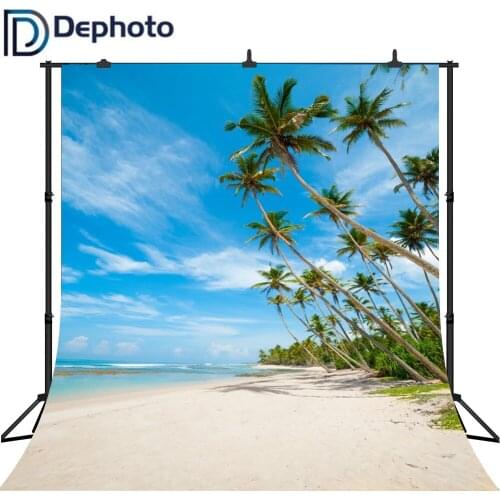 Dephoto Seaside Photo Background Coconut Tree Island Summer Beach Vacation Photography Backdrops vinyl for Photo Studio