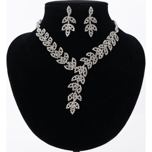 Hot Sale Women Crystal Rhinestone Bridal Jewelry Set African Wedding Jewelry Set Necklace Earrings best gift N179