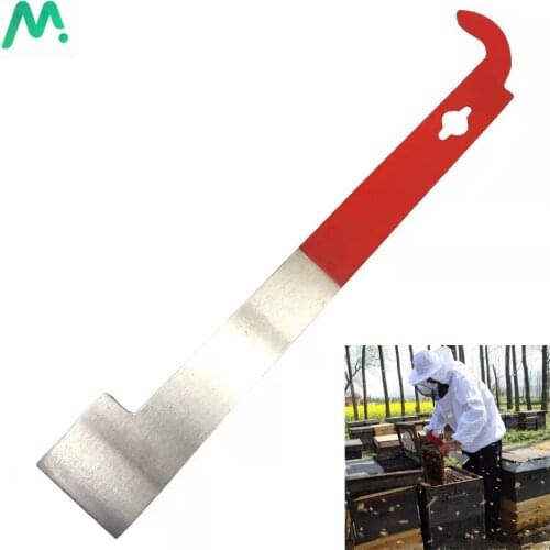 Stainless Bee Hive Tool Frame Lifter J Shape Hook Red 27cm Cut Honey Knife Beehive Scraper Beekeeping Tools Beekeeper Supplies