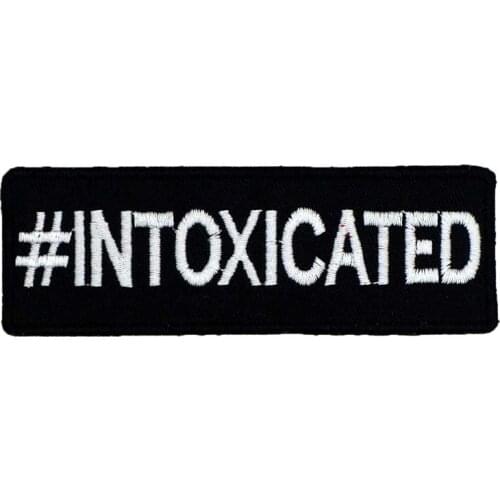 INTOXICATED Name Tag Iron on Hook Backing Embroidered Biker Motorcycle Patches for Vest Jeans