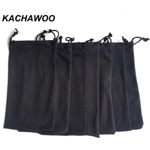 Kachawoo 100PCS sunglasses reading glasses carry bag for glasses black soft pouch customized with own logo whosale