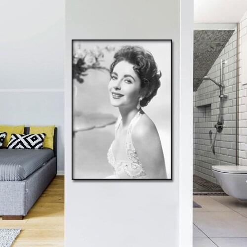 Canvas art print Elizabeth Taylor portrait oil painting Poster Pictures Wall Art Canvas Frame Artwork Oil Painting Room Decor