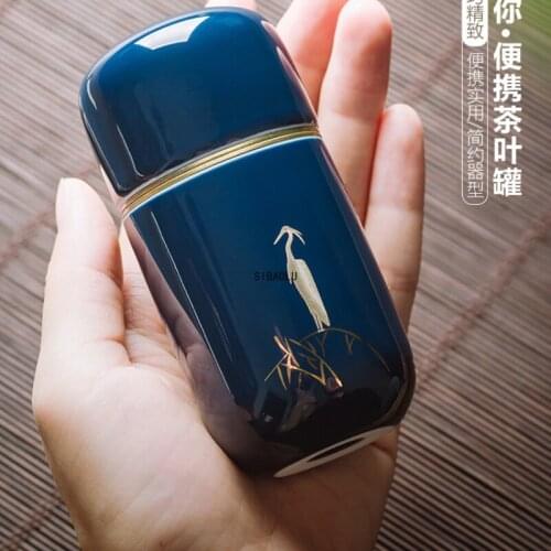 Ceramic Tea Jar Japanese Travel Mini Tea Storage Box Vintage Jar Green Tea Storage Containers Thee Doos Tea Container