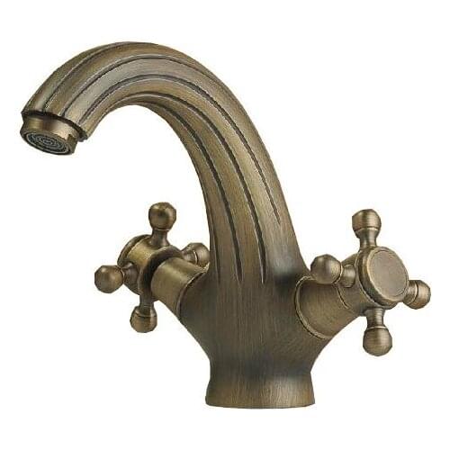 Classic Dual Cross Handles Brass Bathroom Faucet Vessel Sink Basin Mixer Taps anf124