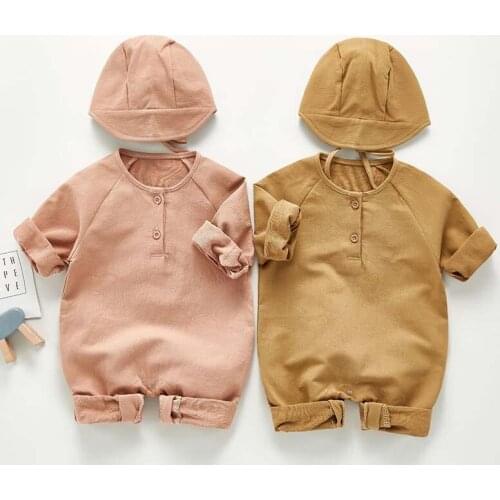 Baby Girl Romper Cotton Newborn Baby Clothes Kids Cotton Toddler Boys Jumpsuit Romper With Hat Infant Toddler Jumpsuit