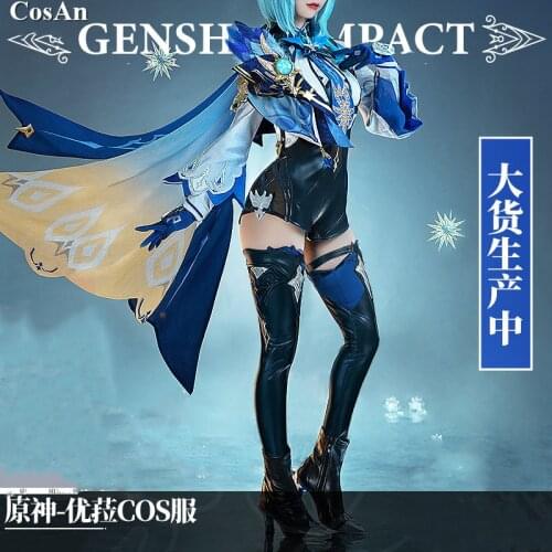New Arrival Game Genshin Impact EuLa Cosplay Costume Handsome Fashion Combat Uniform Female Activity Party Role Play Clothing