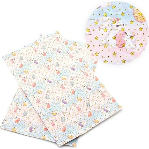 David accessories 20*33cm Glitter Feather Easter Faux Synthetic Leather Sheets Fabric DIY Bow Bag Material Decoration,1Yc7145