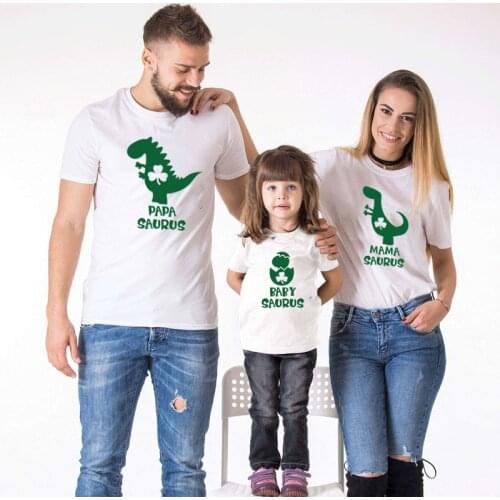 Papa Mama Baby Saurus Cartoon T-shirt Family Matching Clothes Mommy and Me Clothes Boys Clothes Matching Outfits T-shirt