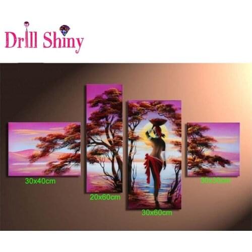 4PCS Diamond embroidery Multiple diy 5d diamond painting mosaic landscapes Paintings crystals Pictures of rhinestones sets gifts