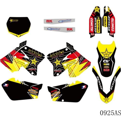 Full Graphics Decals Stickers Motorcycle Background Custom Number Name 3M Matte For SUZUKI RM125 RM250 RM 125 RM 250 2001-2012
