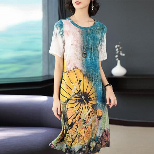 2020 New Arrival Plus Size Dress Women The New Summer Natural Printed Dress Code Leisure Blockbuster For Mulberry