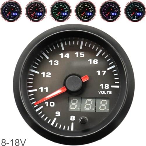 NEW 52mm 2Inch Dual Display Universal Car Voltmeter with NPT1/8 Sensor 7 Color Backlight LED Digital Display for Car Motorcycle