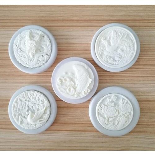 The new Chinese Fenglong Phoenix Peony Squid Swallow Silicone Mould Chinese Wedding Cake Decoration Chocolate Fondant