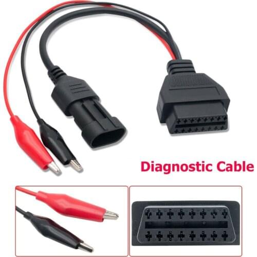 OBD2 Car Diagnostic Cable Adaptor Connector Wire For Fiat Alpha Lancia 3Pin to 16Pin Scanner Tool Black