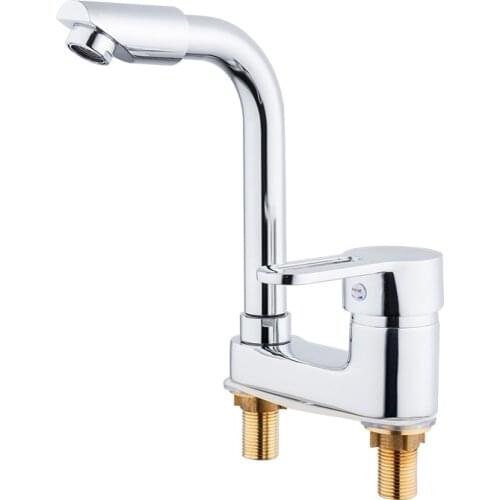 Double Hole Single Handle Basin Faucet Hot And Cold Water Brass Faucet Rotatable Head Washbasin Faucet