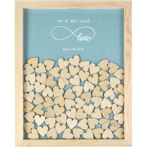 Personalised Wooden heart wedding engagement guestbook frame 3D Alternative baby shower drop top box hen night sign board wish