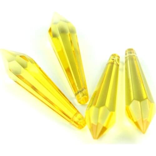 38MM/63MM/76MM Topaz K9 Crystal Chandelier Pendants Prisms Cut&Faceted Glass U-Icicle Drops For Cake Topper Decoration