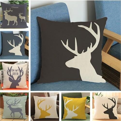 A Variety Of Background Deer Head And Antlers Pillow Case Home Sofa Decoration Cushion Cover Christmas Gift