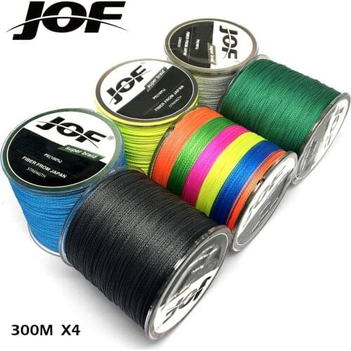 JOF 300M Fishing Lines PE Braid 4 Stands 10LBS to 80LB Multifilament Fishing Line Angling Accessories Fishing Rope Cord