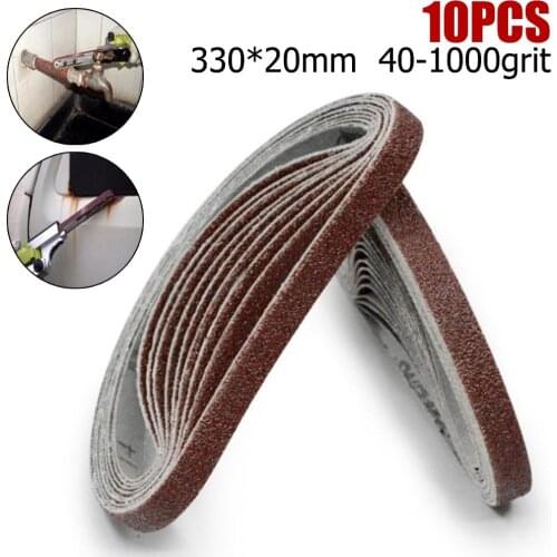 10pcs 20*330mm Sanding Belt 40-1000Grit Grinding And Polishing For Angle Grinder Belt Sander Abrasive Tool