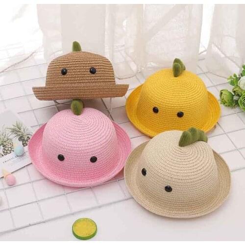 Children Girl Fashion Concise Casual Cute Sweet Breathable Summer Baby Bucket Hats Cute Straw Hat Cute Solid Color Sun Hats 1-8Y