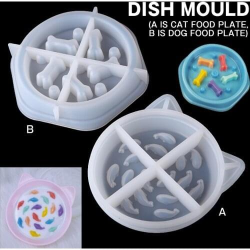 Silicone Bowl Mould Pet Dog Cat Dish Mold Resin Handmade Plate Epoxy Casting Mold Animal Snack Tray Craft Tool Homedecor