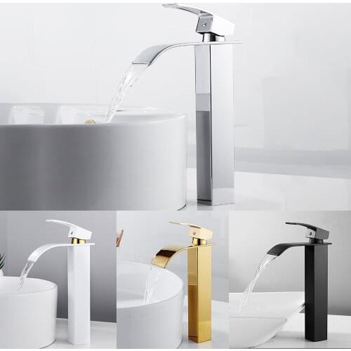 Luxury Bathroom Waterfall Faucet Antique Sink Brass Wide Flowing Hot and Cold Mixer Tap Deck Mounted Basin Torneira Contemporary