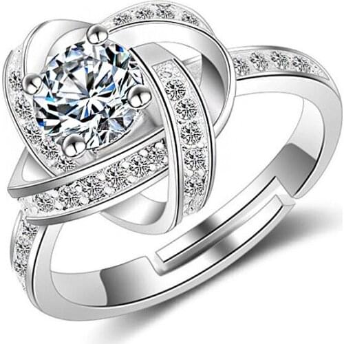 Super Shiny 5A Cubic Zirconia Rose Gold Color Resizable Rings Fashion Jewelry Romantic Wedding Party Rings Gift For Women