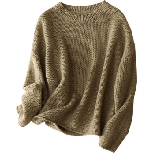 Oversized Sweaters for Women 100% Cashmere O-Neck 2020 Fashion Ladies Clothes Pullover Loose Solid Casual Winter Top