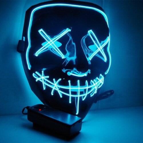 Halloween Decoration Vampire Teeth Fangs Glowing Led Mask Party Masque Masquerade Masks Neon Maske Horror Halloween Party Decor