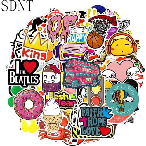 50 PCS Random Graffiti Bike Stickers Mixed Cartoon JDM Funny Waterproof Vinyl Stickers for Lapto Suitcase Guitar Car Helmet