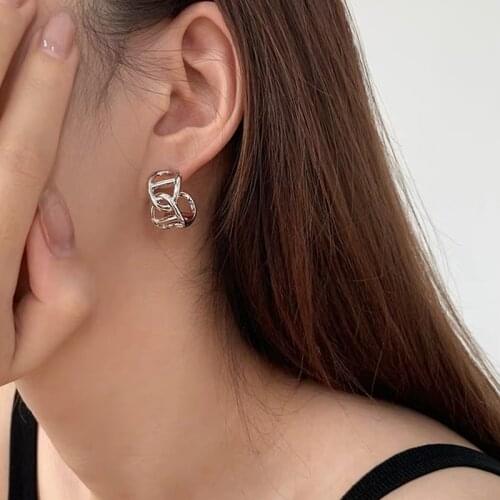 New Style Pig Nose C Shape Geometric Oval Stud Earrings Alloy Hollow Metal Earring for Women Hiphop Fashion Party Jewelry