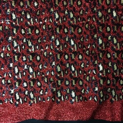 1Y/lot African Sequin Sewing Fabric For Dress Knitted Lace Mesh Fabric Performance Costume Accessories