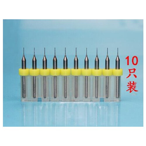 10pcs 0.1-1.0mm Tip 3.175mm Shank Spiral Flute Tungsten Carbide Micro PCB Drill Bits