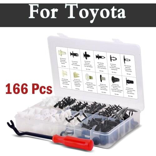 166x Car Black Clips Push Rivet Type Fits With Plastic Storage Case For Toyota Corolla Rumion Runx Cruiser Fortuner Gt86 Harrier
