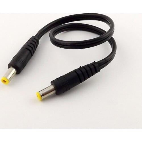 2pcs 1FT Male to Male 5.5mm x 2.1mm Plug DC Power Adapter Cable 18AWG CCTV Camera