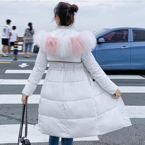 2020 Women Winter Jackets Down Cotton Hooded Coat Plus Size Parkas Coats Long Coat Fashion Female Fur Collar Coats Outwear R1131