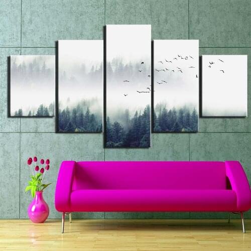 No Framed Canvas 5Pcs Mountain Scenery Wall Posters Paintings Decorative Prints Home Decor Living Room Decoration Pictures