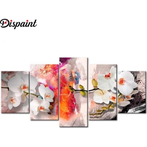 Dispaint 5pcs Full Square/Round Drill 5D DIY Diamond Painting "Flower orchid" Multi-picture Combination Embroidery 5D Decor