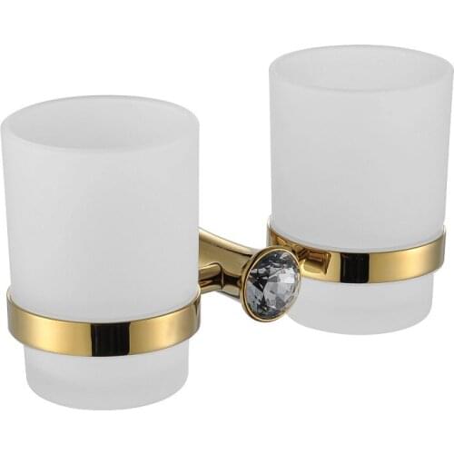 Free ship gold Finish TUMBLER HOLDER DOUBLE CUP HOLDER SMALL CRYSTAL