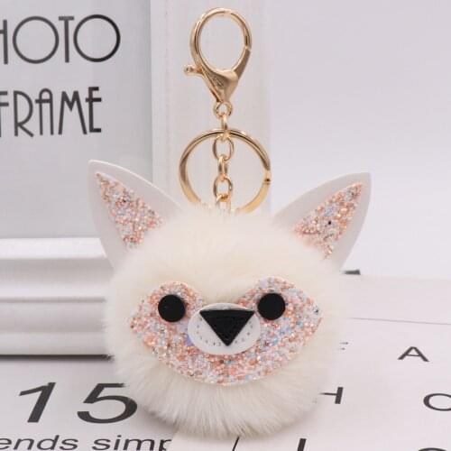 New Hot cute animals Fake Rabbit Fur Ball Key Chain Pompom Key Chain Pom Pom Key Rings Girl Women Bag Jewelry