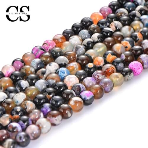 Natural Stone Beads Fire Agates Beads Round Smooth Loose Beads for Jewelry Making DIY Bracelet Necklace Accessories 4/6/8/10 MM