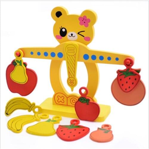 Wooden Fruit Digital Balance Toys For Children Kids Montessori Balance Game Scale Number Balance Game Kids Educational Toy